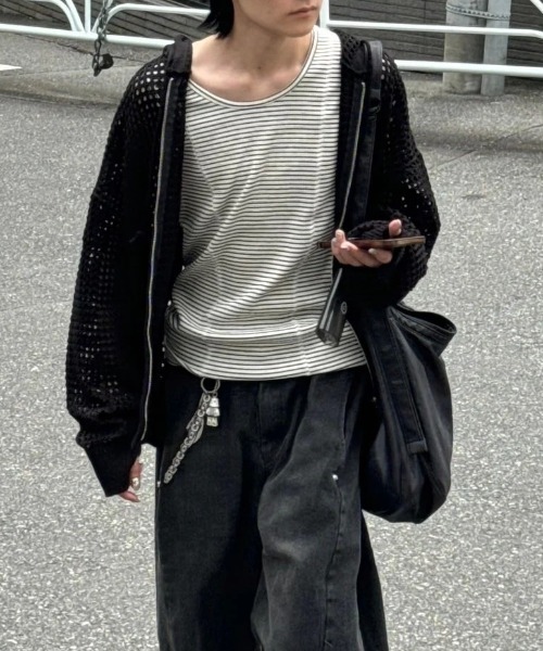 Chikashitsu +(チカシツプラス)の「【Chikashitsu +】border stitch rib sleeveless (3color) / 【チカシツプラス】ボーダーステッチリブタンクトップ(タンクトップ・メンズ・アイボリー/ブラック/グレー・ONE SIZE)」の14枚目の写真