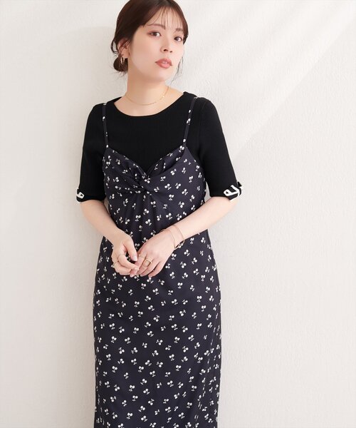 natural couture(ナチュラルクチュール)の「フルーツ柄キャミワンピース(ワンピース・レディース・ブラック/オフホワイト・FREE)」の8枚目の写真