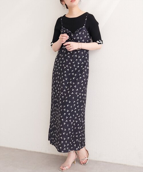 natural couture(ナチュラルクチュール)の「フルーツ柄キャミワンピース(ワンピース・レディース・ブラック/オフホワイト・FREE)」の9枚目の写真