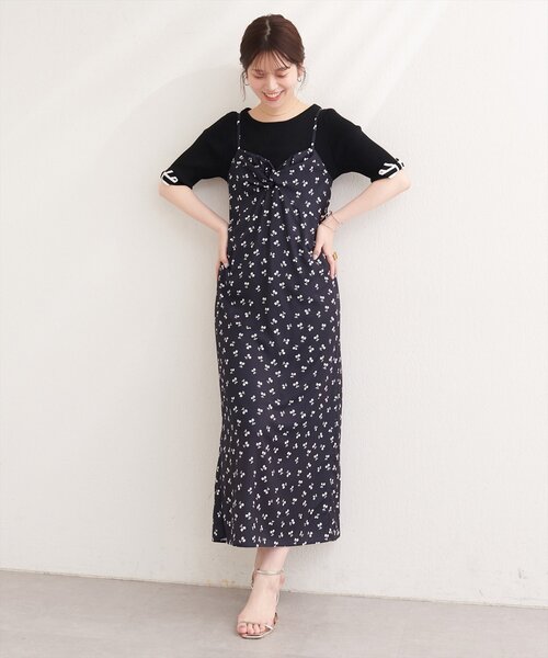 natural couture(ナチュラルクチュール)の「フルーツ柄キャミワンピース(ワンピース・レディース・ブラック/オフホワイト・FREE)」の10枚目の写真