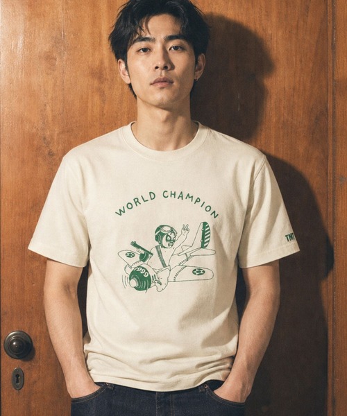 TMT(ティーエムティー)の「DRY COTTON JERSEY S/S TEE (AIRPLANE)(Tシャツ/カットソー・メンズ・カーキ/アイボリー・MEDIUM/X-LARGE/LARGE)」の1枚目の写真