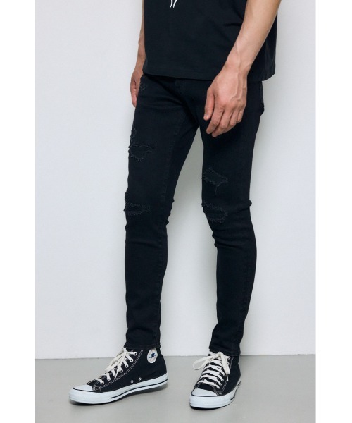 AZUL by moussy(アズールバイマウジー)の「【ストレッチ】AZUL DENIM リペアスキニー(デニムパンツ・メンズ・ブルー/ブラック/ライトブラック/ライトブルー・X-LARGE/X-SMALL/MEDIUM/LARGE/SMALL)」の5枚目の写真
