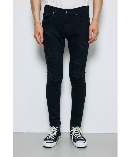 AZUL by moussy(アズールバイマウジー)の「【ストレッチ】AZUL DENIM リペアスキニー(デニムパンツ・メンズ・ブルー/ブラック/ライトブラック/ライトブルー・X-LARGE/X-SMALL/MEDIUM/LARGE/SMALL)」の7枚目の写真