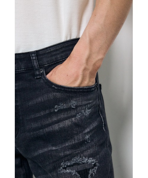 AZUL by moussy(アズールバイマウジー)の「【ストレッチ】AZUL DENIM リペアスキニー(デニムパンツ・メンズ・ブルー/ブラック/ライトブラック/ライトブルー・X-LARGE/X-SMALL/MEDIUM/LARGE/SMALL)」の21枚目の写真