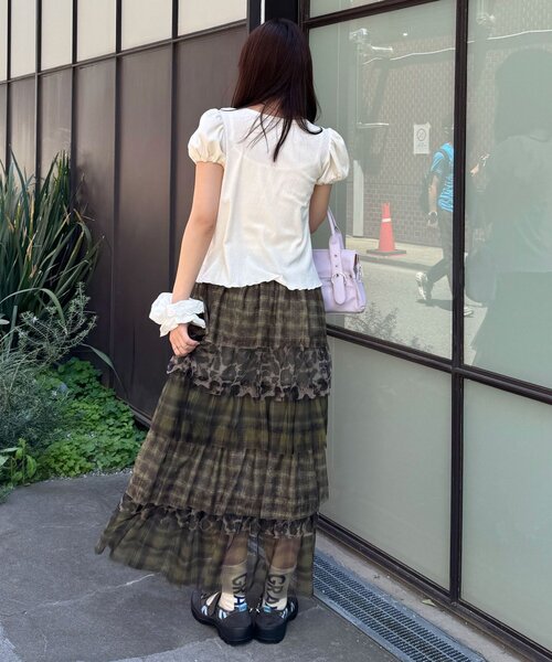 CIAOPANIC（チャオパニック）の「パターンMIXチュールティアードロングスカート（スカート・レディース・ブラウン/ブルー/カーキ・ONE SIZE）」の20枚目の写真