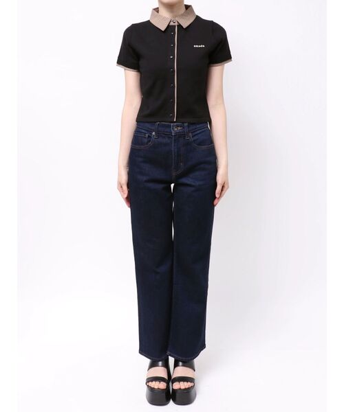 EMODA(エモダ)の「シャツドッキングハーフショルダーカーディガン(カーディガン/ボレロ・レディース・アイボリー/ブラック/ブルー・FREE)」の4枚目の写真