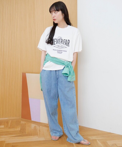 coen(コーエン)の「フラワーワッフル刺繍 ロゴプリントゆるTシャツ(Tシャツ/カットソー・レディース・オフホワイト/モカ/ネイビー・M/L)」の11枚目の写真