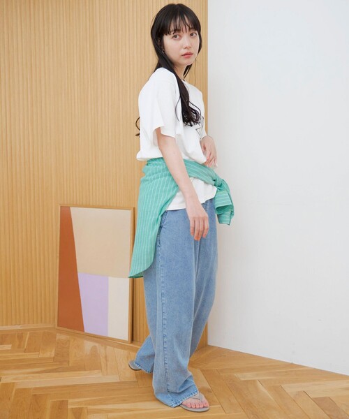 coen(コーエン)の「フラワーワッフル刺繍 ロゴプリントゆるTシャツ(Tシャツ/カットソー・レディース・オフホワイト/モカ/ネイビー・M/L)」の10枚目の写真