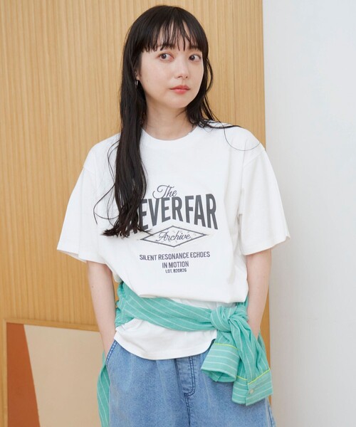 coen(コーエン)の「フラワーワッフル刺繍 ロゴプリントゆるTシャツ(Tシャツ/カットソー・レディース・オフホワイト/モカ/ネイビー・M/L)」の8枚目の写真