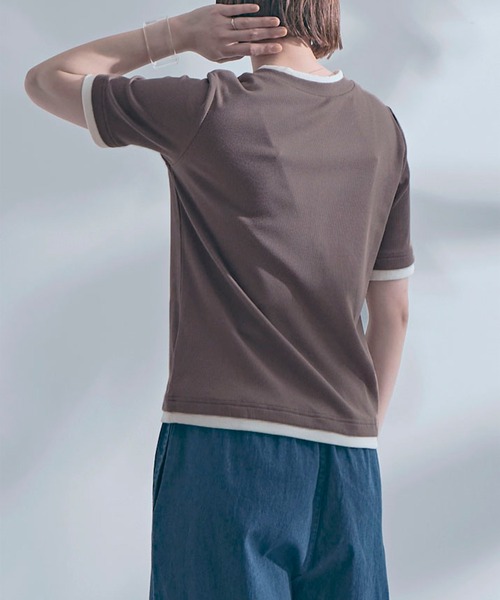 SETUP7(セットアップセブン)の「【SETUP7】レイヤード風ヘンリーネックTシャツ B63SE-1273 YMSD(Tシャツ/カットソー・レディース・モカ/ブラック/グレイッシュベージュ/アイボリー・L/M)」の15枚目の写真