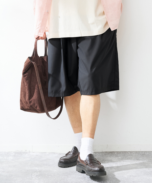 B.C STOCK(ベーセーストック)の「ウールライクイージーショーツ(その他パンツ・メンズ・チャコールグレー/グレー/ブラック・MEDIUM/LARGE)」の1枚目の写真