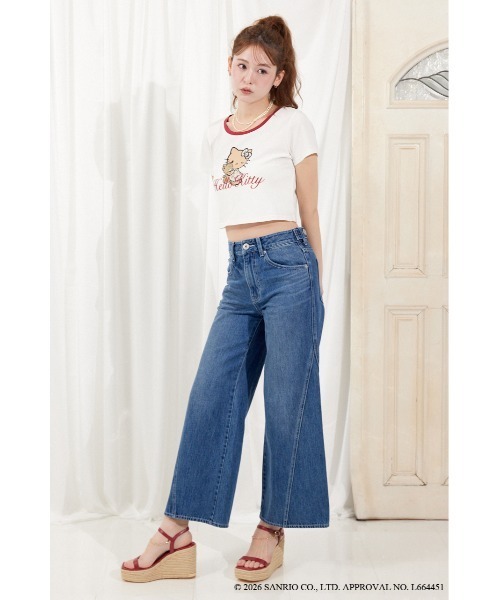 rienda(リエンダ)の「【HELLO KITTY】グリッターロゴミニTシャツ 夏服(Tシャツ/カットソー・レディース・ピンク/ホワイト/ブラック・FREE)」の5枚目の写真
