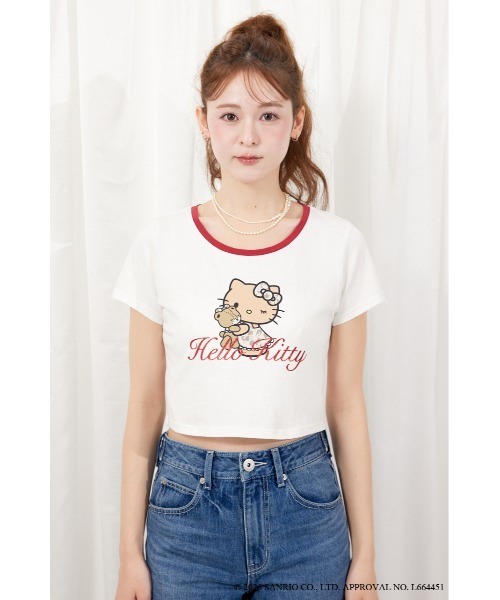 rienda(リエンダ)の「【HELLO KITTY】グリッターロゴミニTシャツ 夏服(Tシャツ/カットソー・レディース・ピンク/ホワイト/ブラック・FREE)」の7枚目の写真