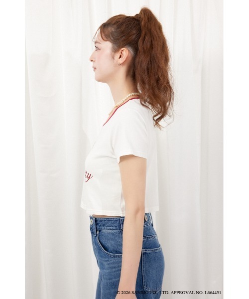 rienda(リエンダ)の「【HELLO KITTY】グリッターロゴミニTシャツ 夏服(Tシャツ/カットソー・レディース・ピンク/ホワイト/ブラック・FREE)」の8枚目の写真