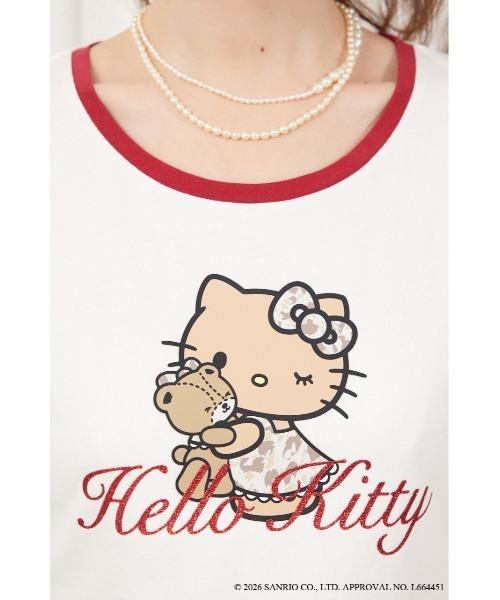 rienda(リエンダ)の「【HELLO KITTY】グリッターロゴミニTシャツ 夏服(Tシャツ/カットソー・レディース・ピンク/ホワイト/ブラック・FREE)」の10枚目の写真