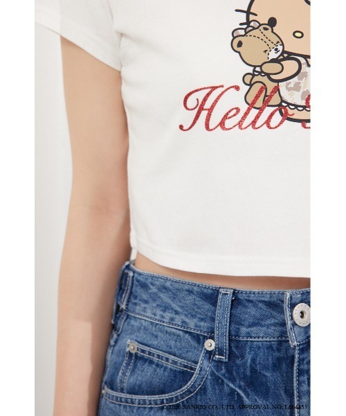 rienda(リエンダ)の「【HELLO KITTY】グリッターロゴミニTシャツ 夏服(Tシャツ/カットソー・レディース・ピンク/ホワイト/ブラック・FREE)」の14枚目の写真