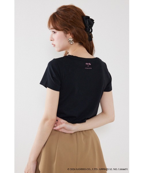 rienda(リエンダ)の「【HELLO KITTY】グリッターロゴミニTシャツ 夏服(Tシャツ/カットソー・レディース・ピンク/ホワイト/ブラック・FREE)」の19枚目の写真