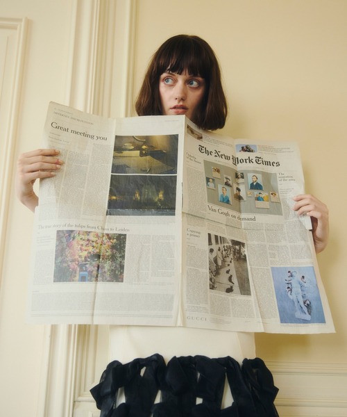 EIMY ISTOIRE(エイミーイストワール)の「RIBBON HEM KNIT DRESS(ワンピース・レディース・オフホワイト/ブラック・F)」の5枚目の写真