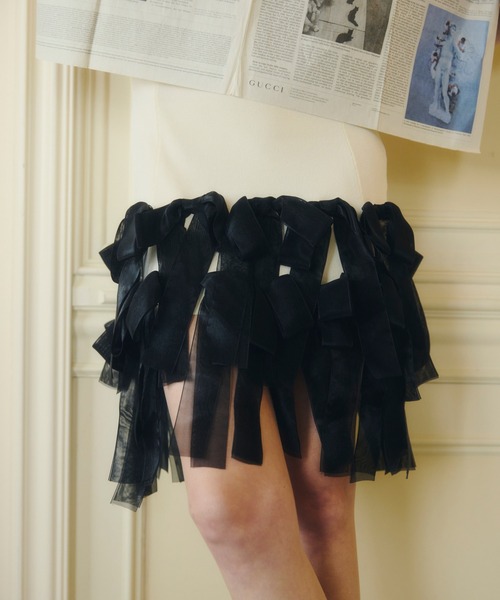 EIMY ISTOIRE(エイミーイストワール)の「RIBBON HEM KNIT DRESS(ワンピース・レディース・オフホワイト/ブラック・F)」の6枚目の写真