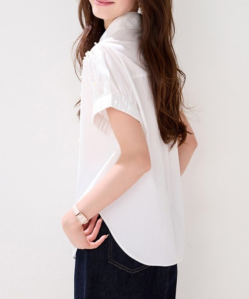 ONEP STAR(ワンピスター)の「パール刺繍半袖シャツ(シャツ/ブラウス・レディース・ホワイト・X-LARGE/LARGE/MEDIUM)」の7枚目の写真