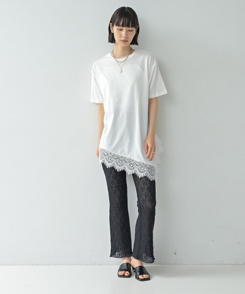GALLEST（ギャレスト）の「裾レースアシメカットソー（Tシャツ/カットソー・レディース・ブラック/ネイビー/オフホワイト・38）」の12枚目の写真