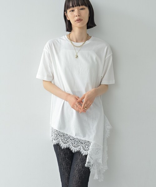 GALLEST（ギャレスト）の「裾レースアシメカットソー（Tシャツ/カットソー・レディース・ブラック/ネイビー/オフホワイト・38）」の16枚目の写真