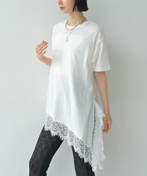 GALLEST（ギャレスト）の「裾レースアシメカットソー（Tシャツ/カットソー・レディース・ブラック/ネイビー/オフホワイト・38）」の17枚目の写真