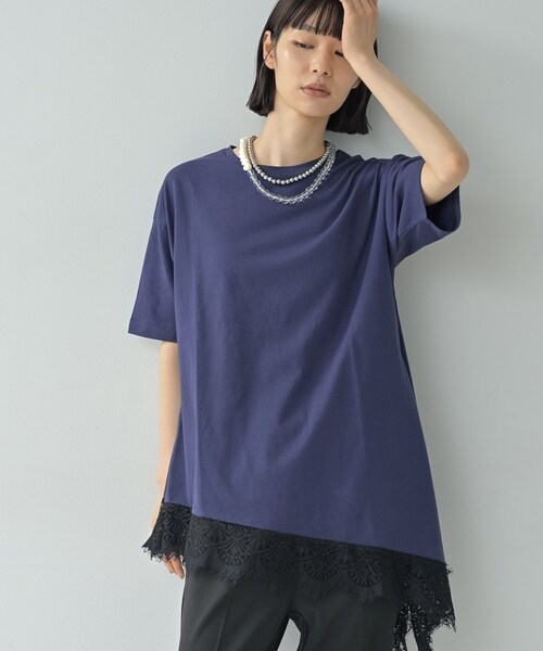 GALLEST（ギャレスト）の「裾レースアシメカットソー（Tシャツ/カットソー・レディース・ブラック/ネイビー/オフホワイト・38）」の16枚目の写真
