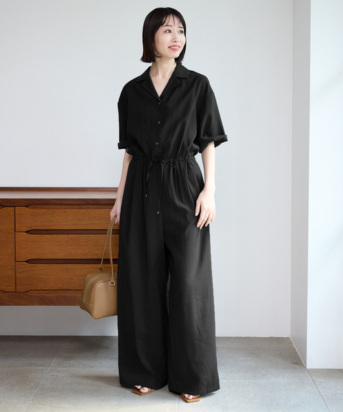 SLOBE IENA(スローブイエナ)の「《WEB限定/追加3》ハーフスリーブオールインワン(つなぎ/オールインワン・レディース・ブラック/ネイビー・36/38)」の12枚目の写真