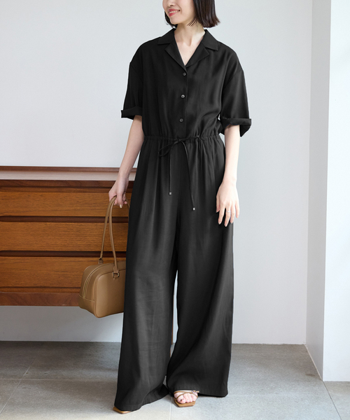 SLOBE IENA(スローブイエナ)の「《WEB限定/追加3》ハーフスリーブオールインワン(つなぎ/オールインワン・レディース・ブラック/ネイビー・36/38)」の13枚目の写真