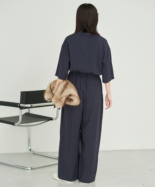 SLOBE IENA(スローブイエナ)の「《WEB限定/追加3》ハーフスリーブオールインワン(つなぎ/オールインワン・レディース・ブラック/ネイビー・36/38)」の7枚目の写真
