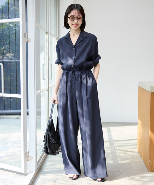 SLOBE IENA(スローブイエナ)の「《WEB限定/追加3》ハーフスリーブオールインワン(つなぎ/オールインワン・レディース・ブラック/ネイビー・36/38)」の15枚目の写真