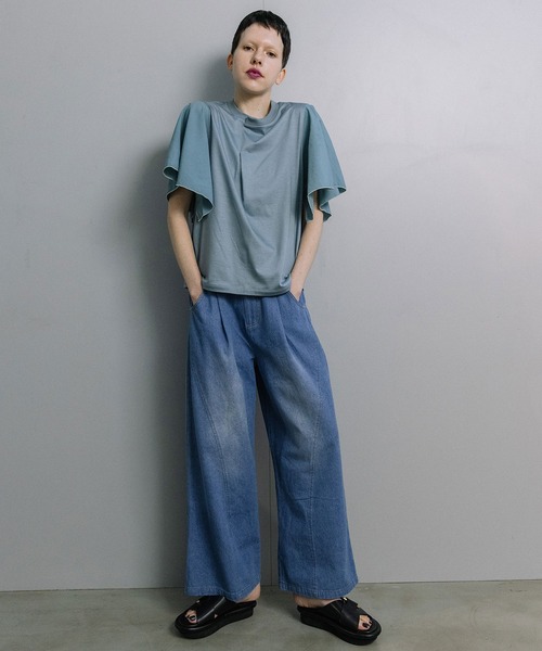 MARECHAL TERRE(マルシャルテル)の「ライトオンスワイドデニム(デニムパンツ・レディース・グレー/インディゴブルー/ブルー/ブラック・MEDIUM)」の9枚目の写真