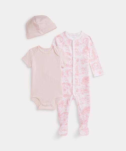 POLO RALPH LAUREN CHILDRENSWEAR（ポロ ラルフ ローレン チルドレンズウェア）の「トワル コットン 3ピース ギフト セット（ベビーギフト・キッズ・ピンク・6M）」の2枚目の写真