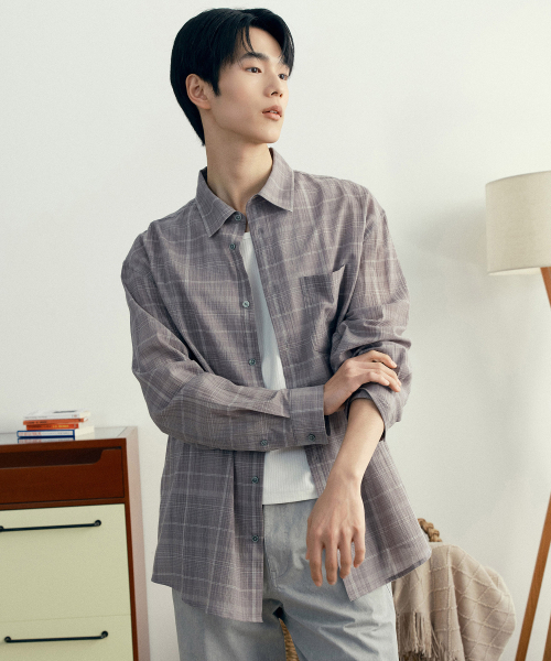MINDBRIDGE（マインドブリッジ）の「[COUTURE]クリス60番手グレーチェックオーバーサイズシャツ（シャツ/ブラウス・メンズ・グレー・95/100/105/110）」の2枚目の写真