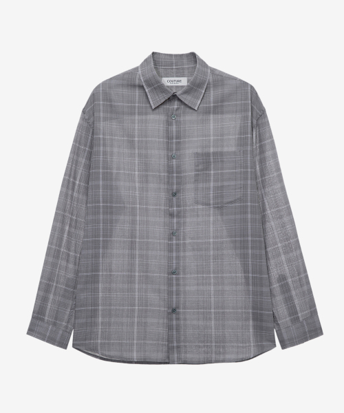 MINDBRIDGE（マインドブリッジ）の「[COUTURE]クリス60番手グレーチェックオーバーサイズシャツ（シャツ/ブラウス・メンズ・グレー・95/100/105/110）」の4枚目の写真