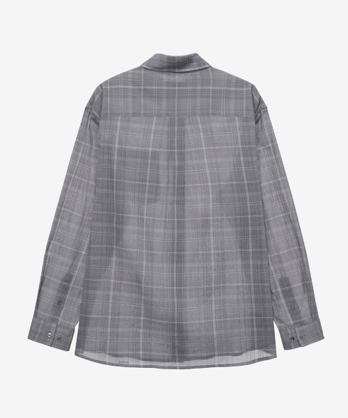 MINDBRIDGE（マインドブリッジ）の「[COUTURE]クリス60番手グレーチェックオーバーサイズシャツ（シャツ/ブラウス・メンズ・グレー・95/100/105/110）」の5枚目の写真
