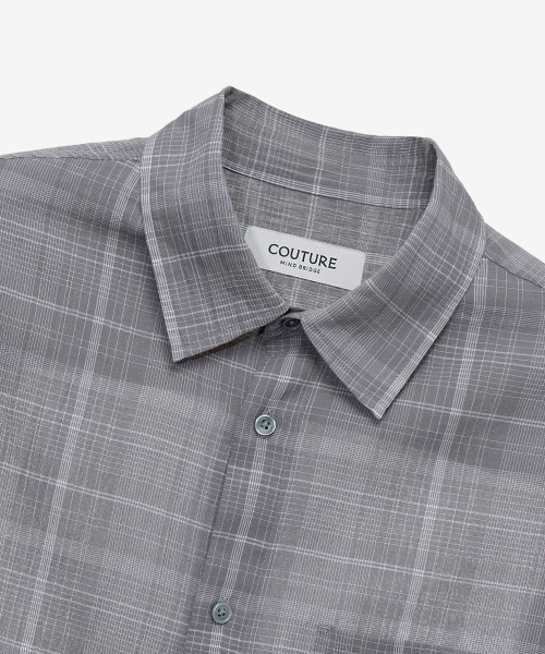 MINDBRIDGE（マインドブリッジ）の「[COUTURE]クリス60番手グレーチェックオーバーサイズシャツ（シャツ/ブラウス・メンズ・グレー・95/100/105/110）」の6枚目の写真