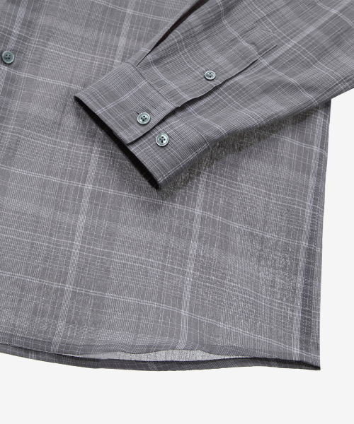 MINDBRIDGE（マインドブリッジ）の「[COUTURE]クリス60番手グレーチェックオーバーサイズシャツ（シャツ/ブラウス・メンズ・グレー・95/100/105/110）」の9枚目の写真