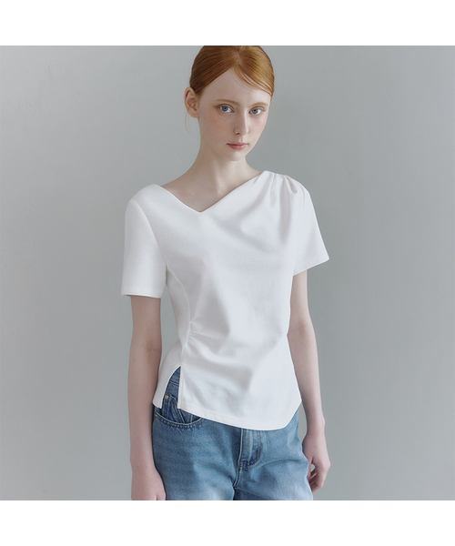 MICANE（ミケーネ）の「メリーシャーリングスリットT-half.ver（Tシャツ/カットソー・レディース・スカイブルー/ブラック/アイボリー・SMALL/MEDIUM/LARGE/X-LARGE）」の2枚目の写真