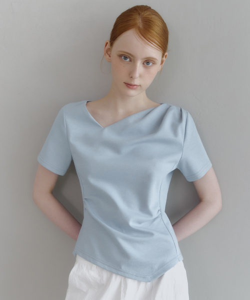 MICANE（ミケーネ）の「メリーシャーリングスリットT-half.ver（Tシャツ/カットソー・レディース・スカイブルー/ブラック/アイボリー・SMALL/MEDIUM/LARGE/X-LARGE）」の8枚目の写真