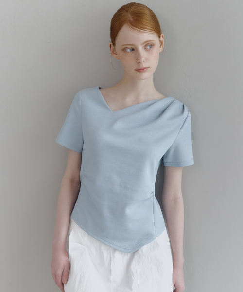 MICANE（ミケーネ）の「メリーシャーリングスリットT-half.ver（Tシャツ/カットソー・レディース・スカイブルー/ブラック/アイボリー・SMALL/MEDIUM/LARGE/X-LARGE）」の9枚目の写真
