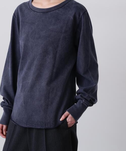 YLEVE(イレーヴ)の「YLEVE / OPEN END COTTON PIGMENT DYE LONG SLEEVE T‐SHIRT(Tシャツ/カットソー・レディース・グレー/ホワイト/ネイビー・1)」の13枚目の写真