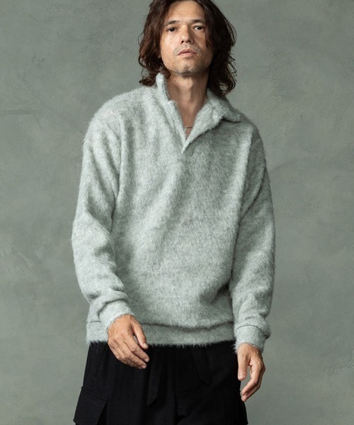 EGO TRIPPING（エゴトリッピング）の「ms6591-ALPACA POLO アルパカポロシャツ(666754)（ポロシャツ・メンズ・杢グレー/ブラック/チャコールグレー・46/48）」の15枚目の写真