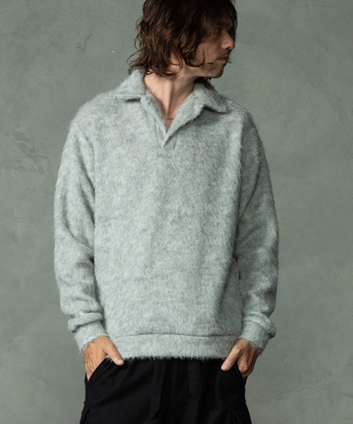 EGO TRIPPING（エゴトリッピング）の「ms6591-ALPACA POLO アルパカポロシャツ(666754)（ポロシャツ・メンズ・杢グレー/ブラック/チャコールグレー・46/48）」の16枚目の写真
