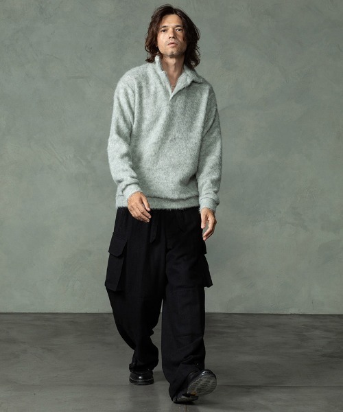 EGO TRIPPING（エゴトリッピング）の「ms6591-ALPACA POLO アルパカポロシャツ(666754)（ポロシャツ・メンズ・杢グレー/ブラック/チャコールグレー・46/48）」の17枚目の写真