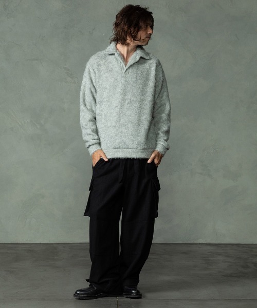 EGO TRIPPING（エゴトリッピング）の「ms6591-ALPACA POLO アルパカポロシャツ(666754)（ポロシャツ・メンズ・杢グレー/ブラック/チャコールグレー・46/48）」の18枚目の写真