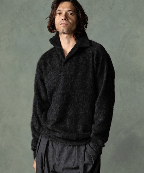 EGO TRIPPING（エゴトリッピング）の「ms6591-ALPACA POLO アルパカポロシャツ(666754)（ポロシャツ・メンズ・杢グレー/ブラック/チャコールグレー・46/48）」の20枚目の写真