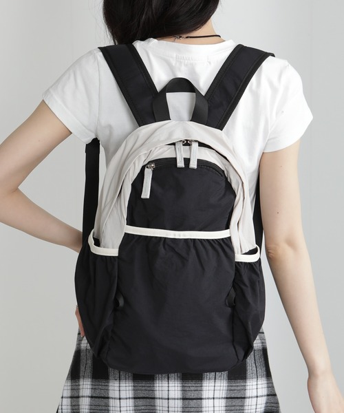 pumpkin port(パンプキンポート)の「配色ナイロン リュックナップザック(バックパック/リュック・レディース・ブラック/ラベンダー/アイボリー・FREE)」の7枚目の写真