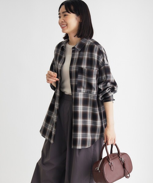 HONEYSUCKLE ROSE(ハニーサックルローズ)の「アソート柄ビッグチェックシャツ(シャツ/ブラウス・レディース・ライトパープル/ネイビー/ブラウン系その他/ブラック系・04/03/05)」の2枚目の写真
